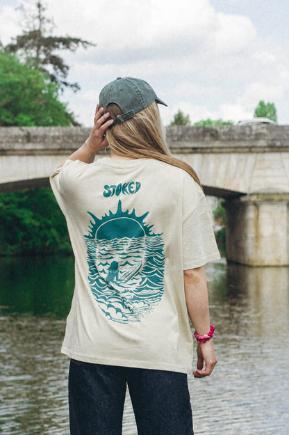 Linocut Sunset Surfer T-shirt