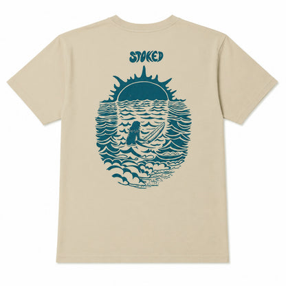 Linocut Sunset Surfer T-shirt